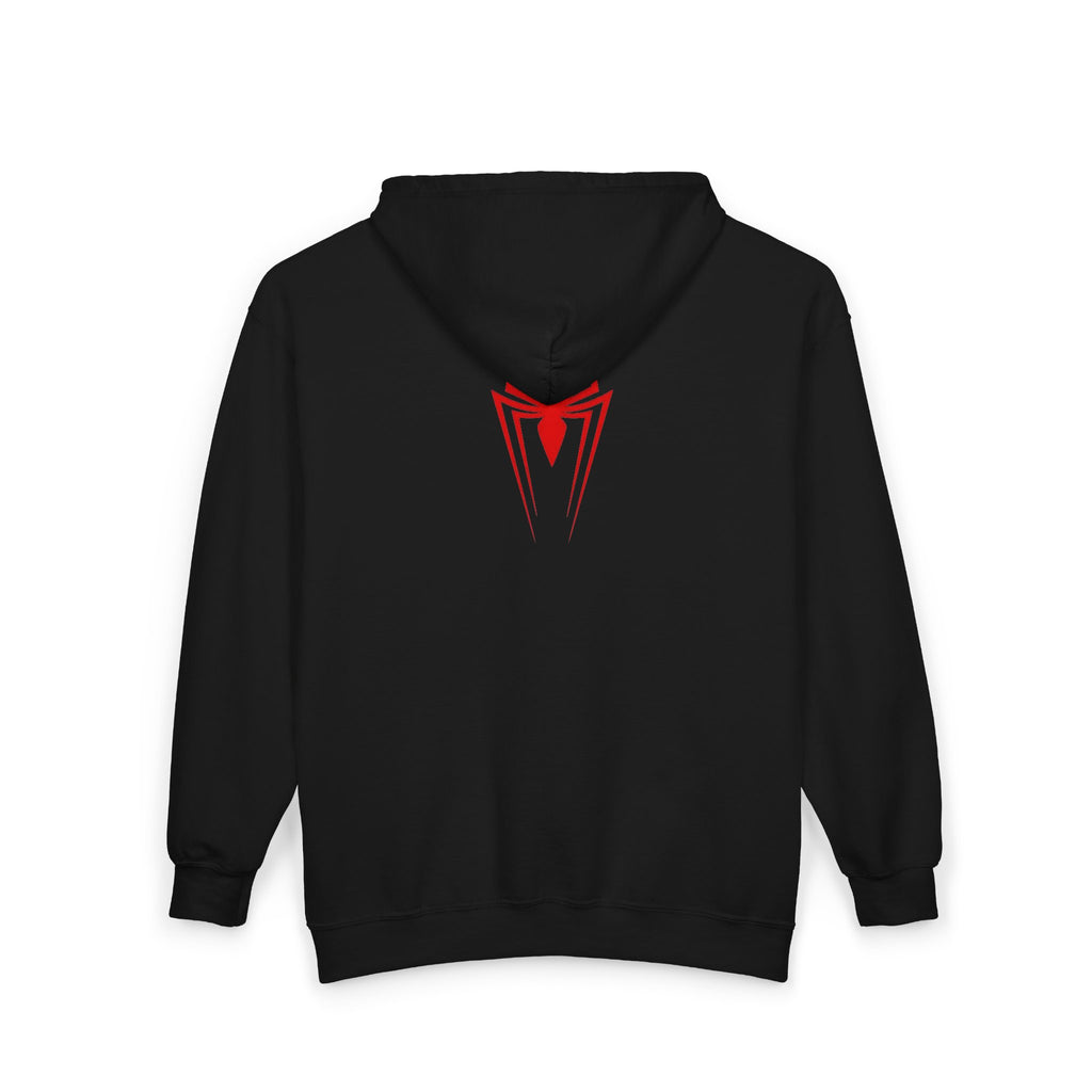 Spider Heart Zip Hoodie — Red Spider Emblem Full-Zip Sweatshirt