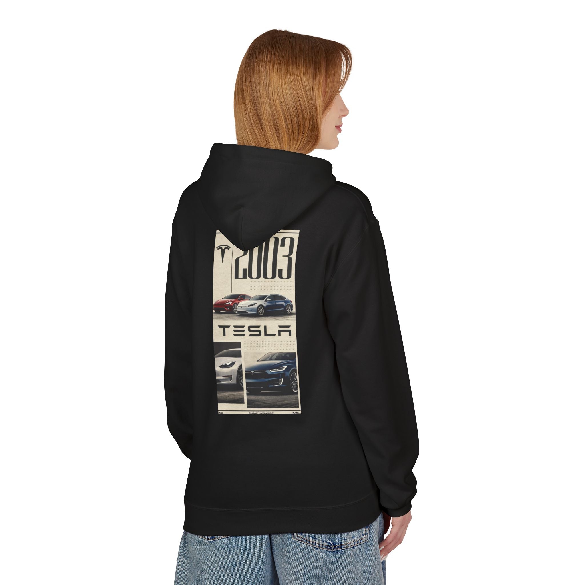 Tesla Cars Graphic Hoodie - 2003 Retro Logo Back Print (Kopya)