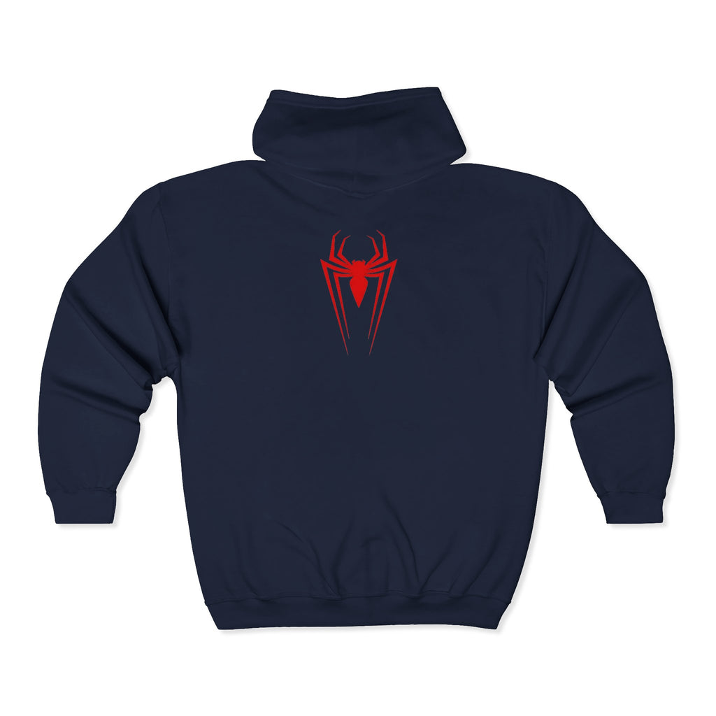 Spider Heart Zip Hoodie — Red Spider Emblem Full-Zip Sweatshirt