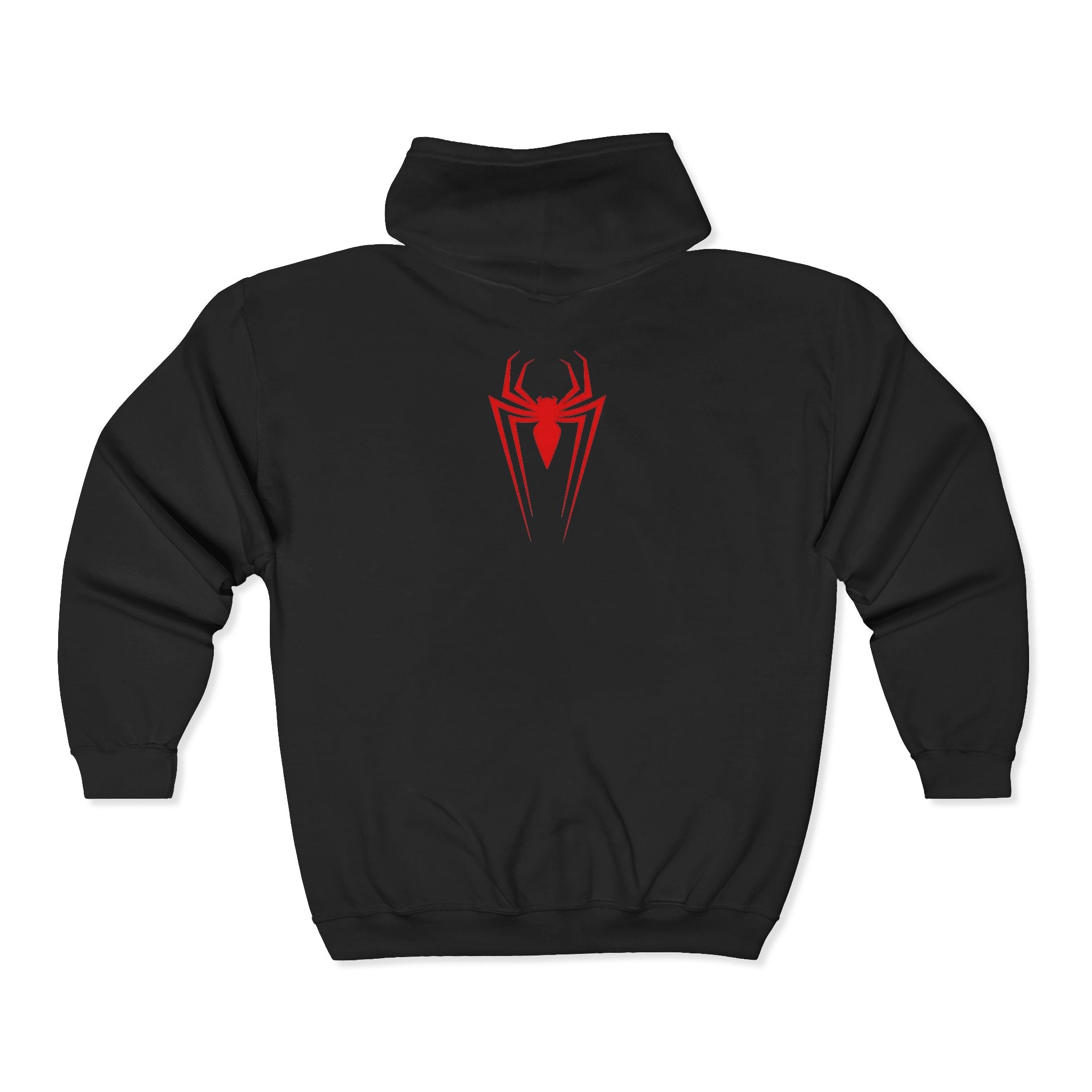 Spider Heart Zip Hoodie — Red Spider Emblem Full-Zip Sweatshirt
