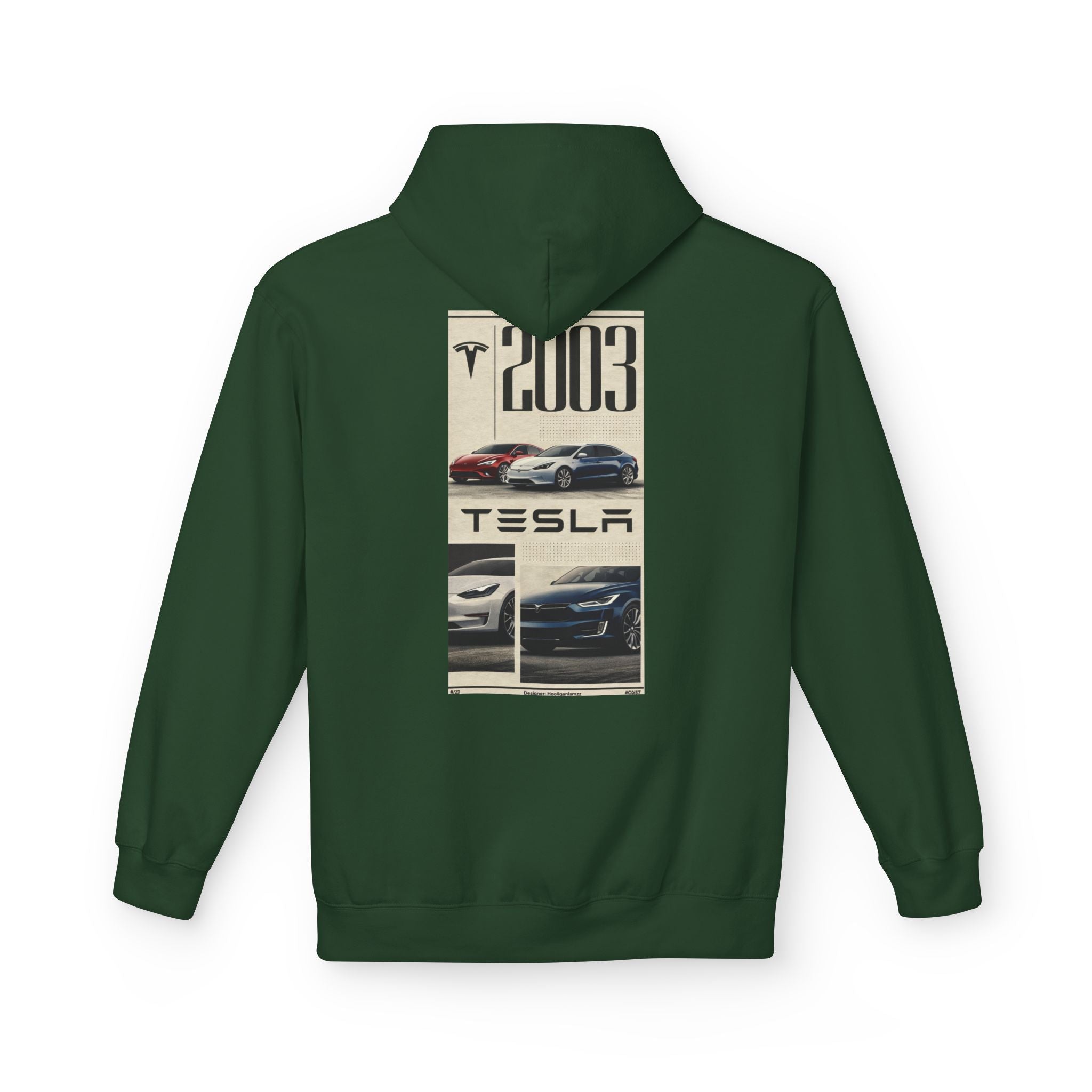 Tesla Cars Graphic Hoodie - 2003 Retro Logo Back Print (Kopya)